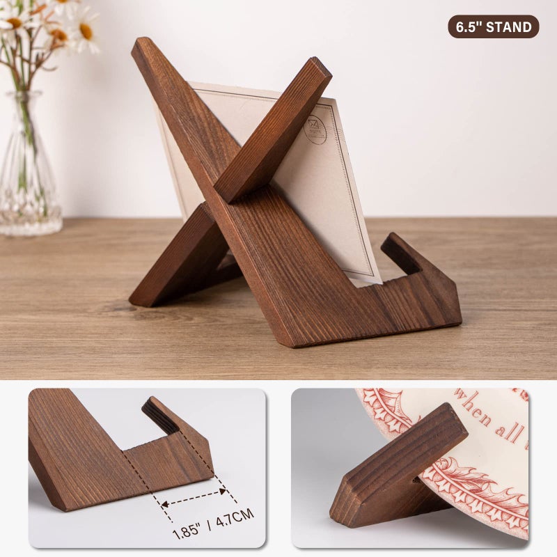 ANBOXIT Plate Stand for Display - 3 Pack 6.5 Inch Plate Holder Display Stand  Wooden Picture Frame Stand  Decorative Table Top Easels for Display - Image 3